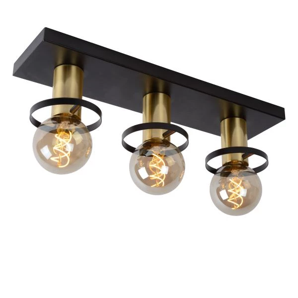 Lucide ANAKA - Flush ceiling light - 3xE27 - Black - detail 1